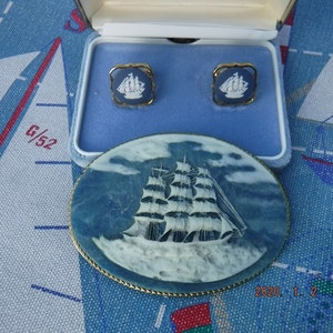 Nautical Belt Buckle & cufflinks Incolay Stone