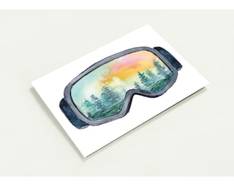 Ski Goggle Watercolor Notecards - Winter Sports, 10-Pack