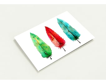 Feathers - Original Watercolor Art by Julie Dean Hughes | Pack of 10