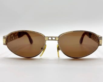 Vintage Gianni Versace Sunglasses Gold Medusa Oval Frame Made in Italy Rare