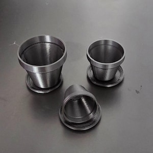 1:12 Scale Dolls House Miniature – Set of 3 Indoor/Outdoor Plant Pots - Black