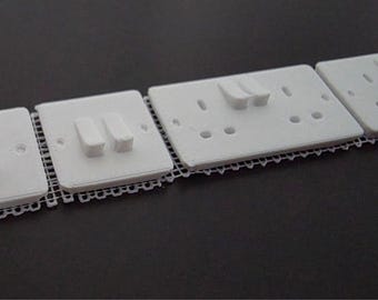 1:12 Scale Dolls House Miniature – Plug Sockets & Light Switches Pack. Detailed.