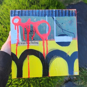It was like being - Mixed media painting on cradled wood panel - FREE DOMESTIC SHIPPING