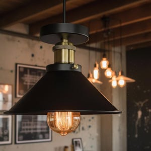 Industrial Plug-in Wall Light | Black Metal Brass Sconce | Vintage Farmhouse Reading Lamp