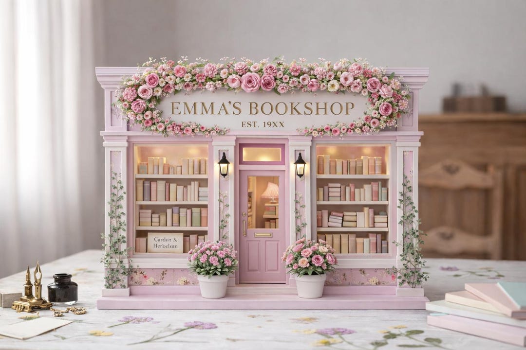 Personalized Bookshop Sign, Custom Name Bookshelf Sitter, Miniature ...