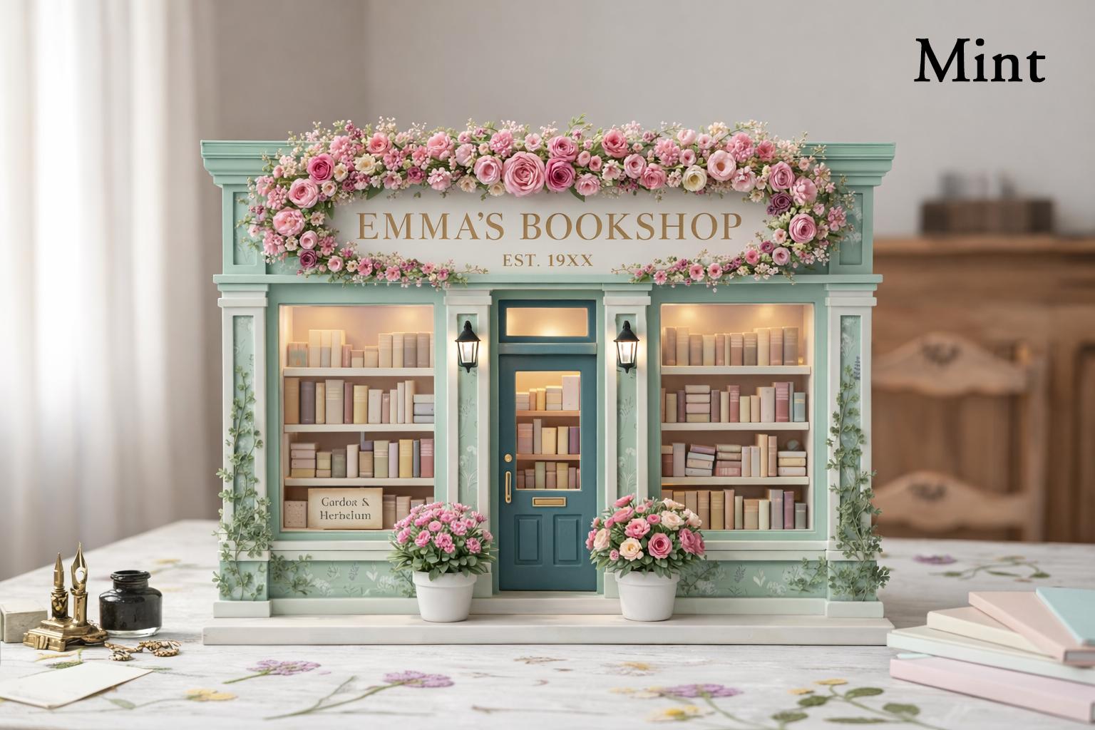 Personalized Bookshop Sign, Custom Name Bookshelf Sitter, Miniature ...