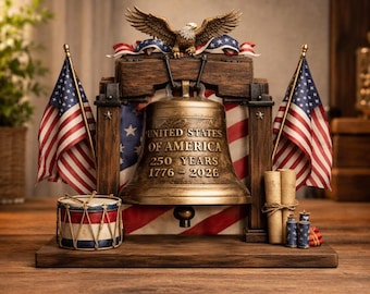 Letrero de madera del 250 aniversario de la Campana de la Libertad, decoración patriótica, letrero de madera del aniversario de la independencia, decoración para estantes con temática del patrimonio estadounidense.