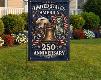 USA 250th Anniversary Garden Flag, 1776-2026 Patriotic Outdoor Decor, American Semiquincentennial Yard Banner, Fireworks & Flag Design
