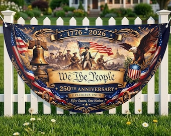 USA 250th Anniversary Fan Flag, We The People Yard Banner, Descendant of a Patriot, 1776-2026 Patriotic Decor, July 4th Independence Day