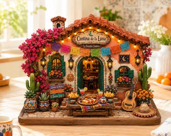 Decoración en miniatura para casa mexicana, bloque de madera del Cinco de Mayo, escena de mercado de fiesta, exhibición colorida para estante, regalo cultural