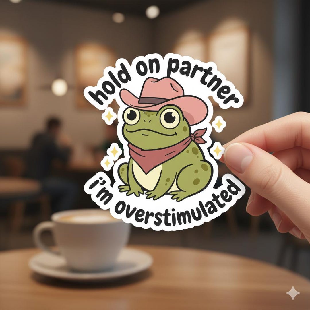 Cowboy Frog Sticker Cowboy Frog Sticker, Funny Anti-social Meme Cute Frog Sticker, Vinyl ...