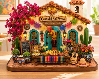 Personalized Fiesta Family Wooden Sign Decor, Mexican Fiesta Shelf Decor, Custom Mexican House Keepsake, Viva La Fiesta Sign