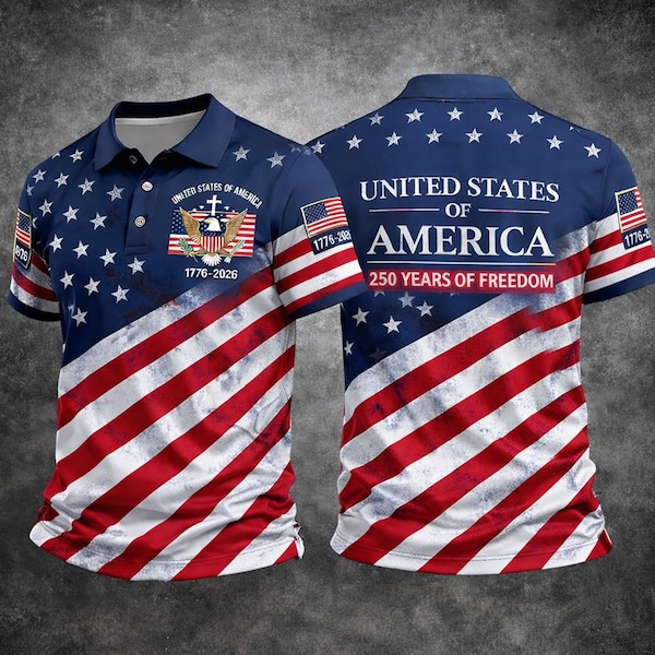 USA 250th Anniversary Polo Shirt, American Flag 1776–2026 Patriotic Polo, 250 Years of America Polo Shirt, Fathers day Gift for Dad