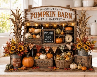 Letrero de madera rústico para granero de Halloween, letrero de casa de campo con calabaza, placa de madera de cosecha de otoño