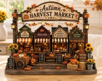 Letrero de madera para mercado de cosecha de otoño, decoración plana 2D de tiendas de pueblo otoñales, letrero de estante de granja otoñal, regalo para repisa de chimenea de Acción de Gracias