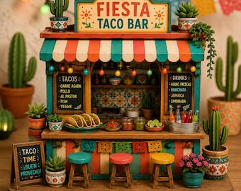 Cinco de Mayo Decor, Taco Stand Wooden Sign, Mexican Kitchen Decor, Taco Bar Shelf Sign, 2D Flat Printed Gift