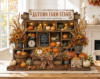 Letrero de madera personalizado para mercado de agricultores de otoño, decoración personalizada para estante de puesto de granja de otoño, letrero rústico de cosecha para el hogar, regalo para mercado de calabazas
