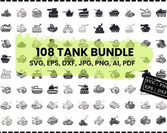 Tank SVG Cut File | Military Vehicle Clipart | Army War Design Cricut Silhouette PNG DXF eps