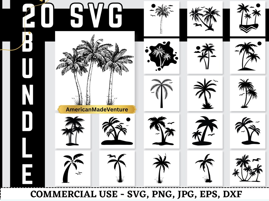 Palm Tree SVG Bundle 20 Tropical Summer Designs for Cricut Silhouette ...