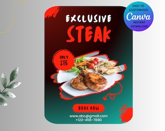 Exclusive Steak Menu Template | Editable & Printable | Restaurant AND Fine Dining Menu