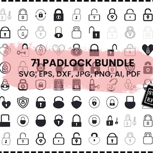 Padlock SVG Cut File | Security Lock Clipart | Protection Design Cricut Silhouette PNG DXF eps