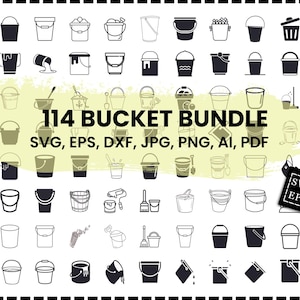 Bucket SVG Cut File | Container Clipart | Utility Tool Design Cricut Silhouette PNG DXF eps