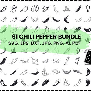 Chili Pepper SVG Cut File | Spicy Food Clipart | Hot Pepper Design Cricut Silhouette PNG DXF eps