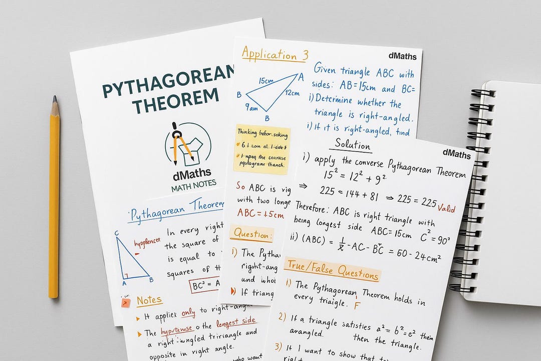 Pythagorean Theorem - Handwritten Maths Notes ( Printable PDF ) by ...
