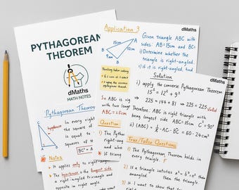 Teorema de Pitágoras - Apuntes de matemáticas manuscritos (PDF imprimible) de dMath