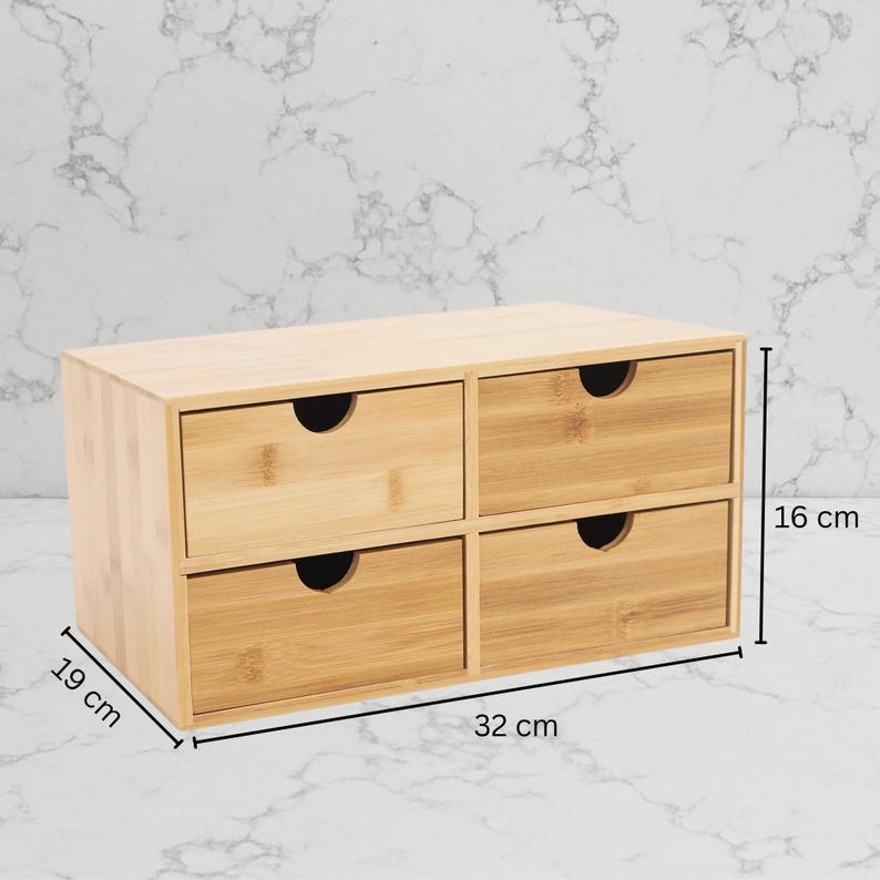 Bamboo Desktop Organizer With 4 Drawers, Minimalist Office Decor - Etsy