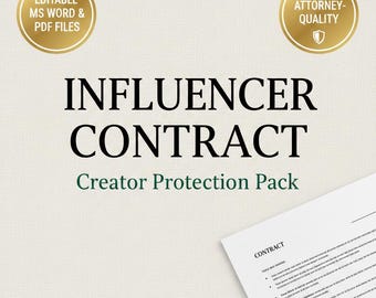 Influencer Contract Template for Creators | UGC Agreement | Creator Protection Pack | Usage Rights | Instant Download