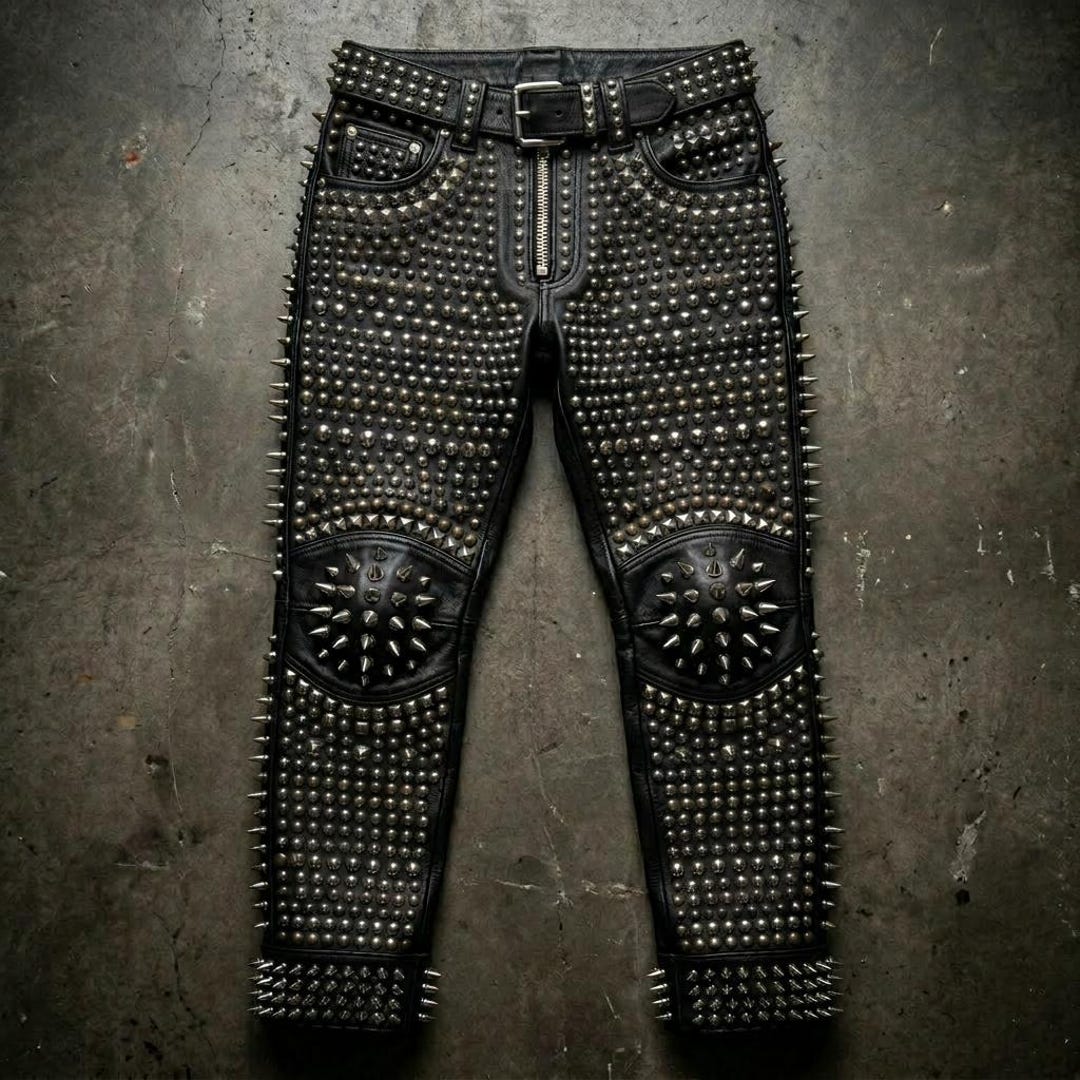 Men's Rocker Pants Men's Studded Leather Biker Pants, Punk Rock Streetwear Trousers - Etsy