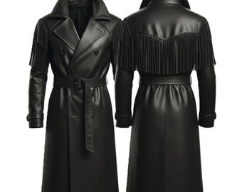 Handcrafted Black Leather Fringe Jacket - Western Cowboy Style