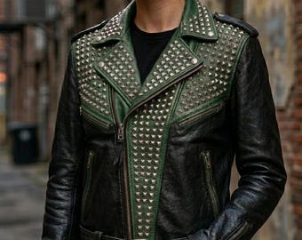 Women's Punk Rock Studded Leather Biker Jacket, Spiked Streetwear Fashion