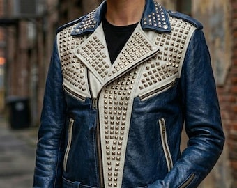 Women's Punk Rock Studded Leather Biker Jacket, Spiked Streetwear Fashion