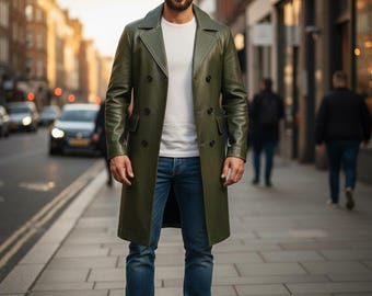 Vintage Gallery Olive Green Oversized Trench Coat Made in Korea