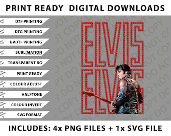Koszulka Elvisa, pakiet obrazów King OF Rock N Roll w formacie PNG, pliki SVG, pliki do pobrania w formacie cyfrowym