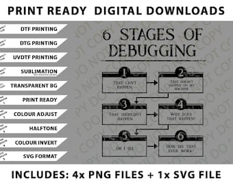 Paquete clásico de 6 etapas de depuración (PNG, archivos SVG y descargas digitales)