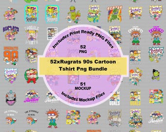 52xRugrats 90s Cartoon Tshirt Png Bundle, DTF Png, Sublimation Bundles, Digital Downloads, T-Shirt Design