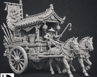 Eastern Fantasy War Cart – 3D Printable Tabletop Miniature Wagon – Asian Style War Wagon for Fantasy Wargames