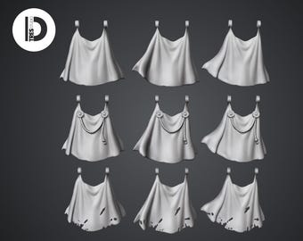 Custom Capes Set for 28mm / 32mm Miniatures - Resin Print Cloak Bits, Battle-Damaged | Ornate Backpieces for Sci-Fi Space Knights & Fantasy