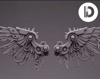 Pack of 4 | Mechanical Wings |  Fallen Angel Wings Bits Pack – Resin Miniature Conversion Kit for 28mm / 32mm Sci-Fi & Gothic Wargames