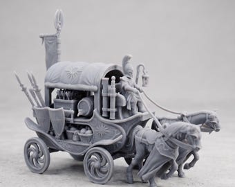Fantasy Supply Wagon Miniature | Merchant Carriage Chariot | Tabletop RPG Miniature for D&D, Pathfinder | 28mm 32mm Scale Resin Print