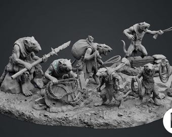 10x Ratmen Scavengers & Slingers Warband Kit - 28mm/32mm Tabletop Miniatures | Rat orgs
