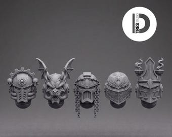 Gothic & Sci-Fi Knight Helmets Pack – Custom Head Bits Set for 28mm / 32mm Tabletop Wargame Miniatures