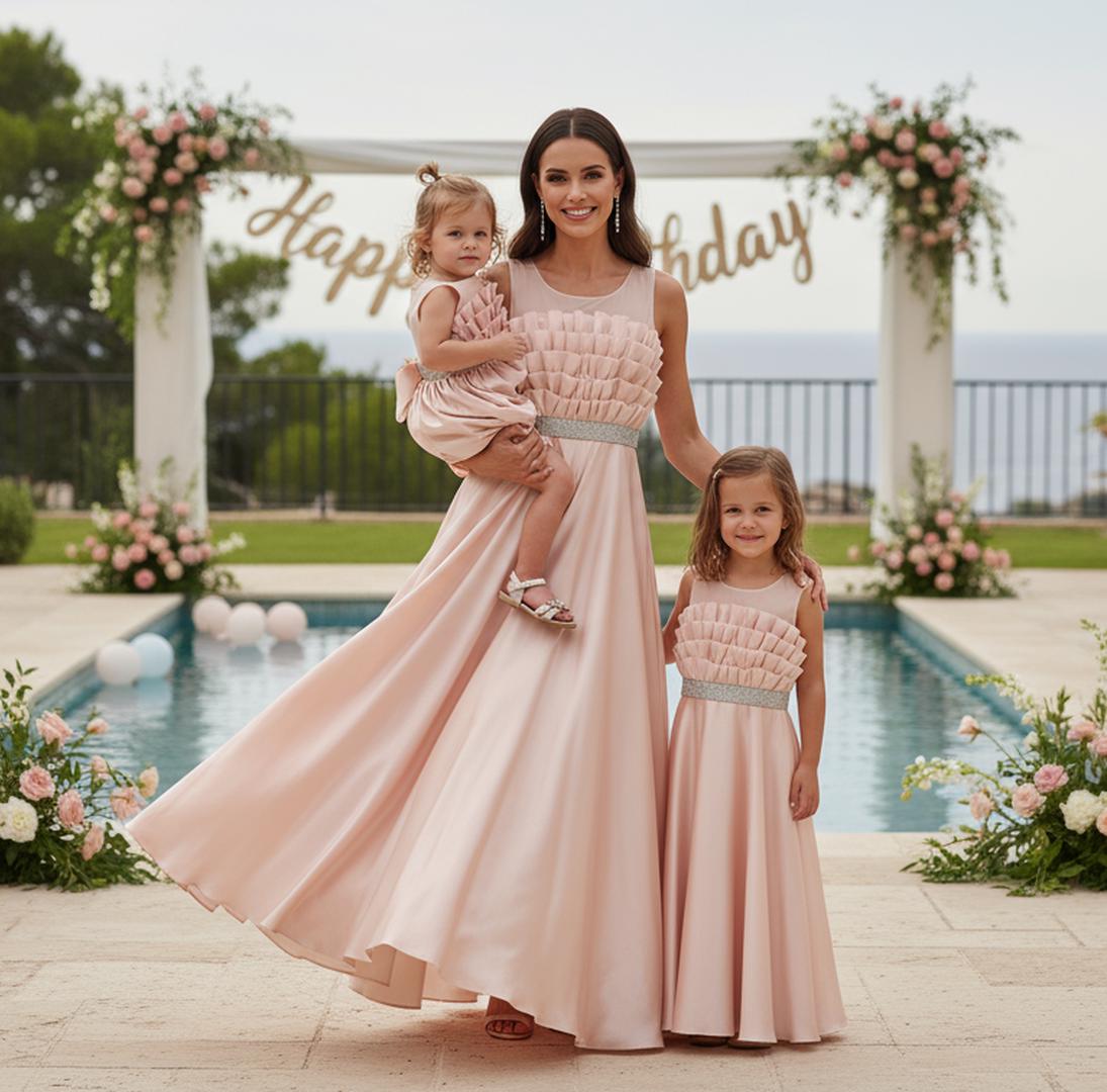 chinese dress ladies Shop Twinning Dresses in Baby Pink Color for Mother Daughter - Matching Mommy and Me Outfits for Birthday Party