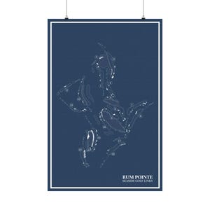Rum Pointe Golf Links Map Print, Ocean City Coastal Golf Art, Minimalist Course Layout