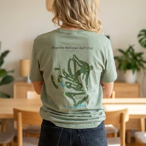 T-shirt met kaart van de nationale golfbaan van Augusta | Misfit-golfclub-T-shirt | Vintage Feel-kleding