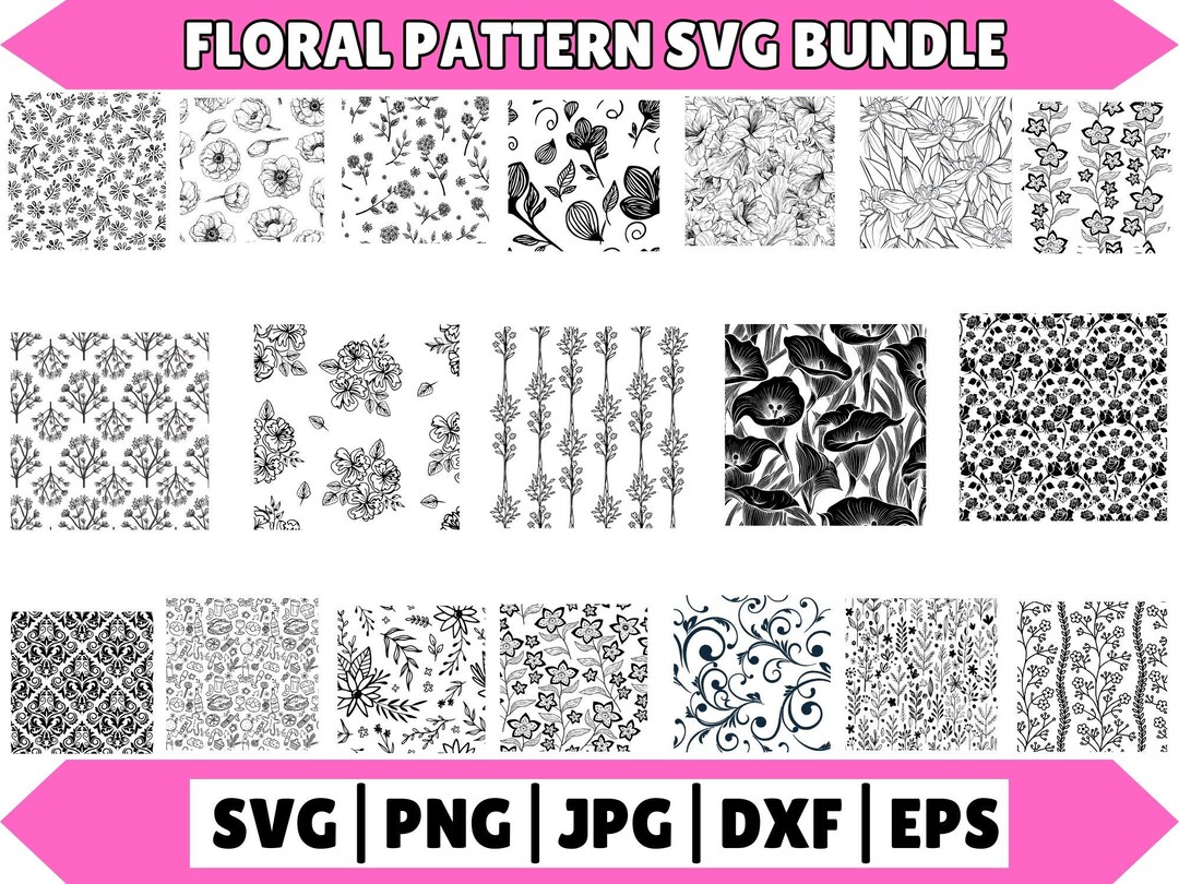 Floral Seamless Pattern SVG Bundle | Cricut & Silhouette Cut Files ...