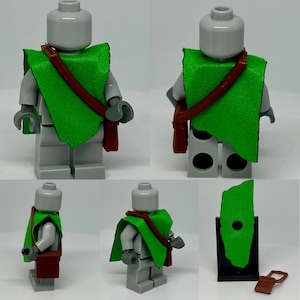 Set of 2 - Custom Poncho cloth with Lego messenger bag Jyn Erso style for Lego minifigures Star Wars castle variety of colors